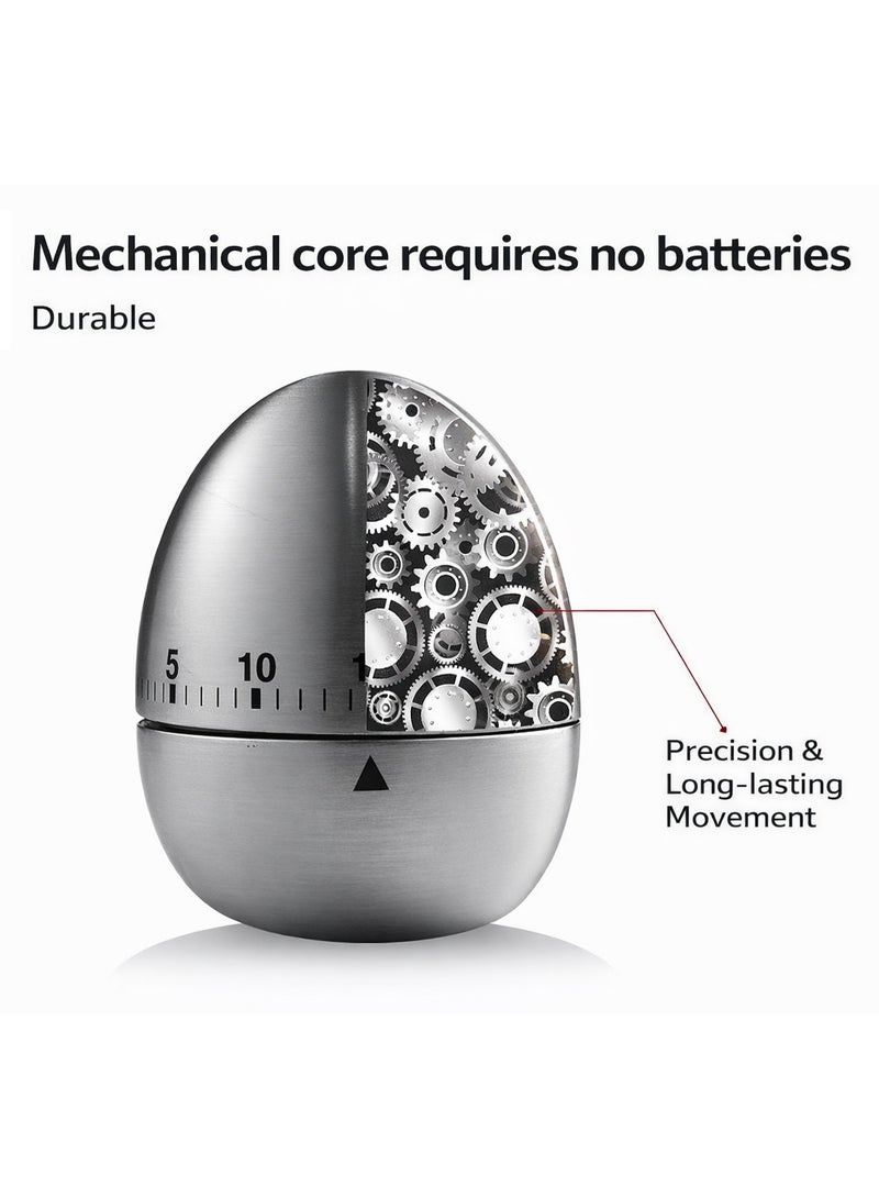 Egg Shape Kitchen Timer 60 Minutes, Mechanical Cooking Timer, No Battery Needed, Cute Design for Baking, Cooking, Study - Image 2